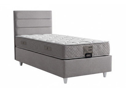 Einzelbett mit Matratze Moderner Stil Stoffbezug Bett mit Stauraum