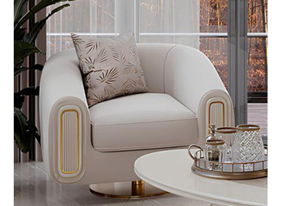 Luxuriöser Sessel mit goldenen Details für stilvolle Wohnzimmer