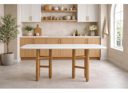Eleganter Esszimmertisch Hochwertiger Holztisch Edle Weiße Platte