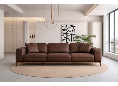 Elegantes Ledersofa Brauner 4-Sitzer Wohnzimmer Edler Viersitzer