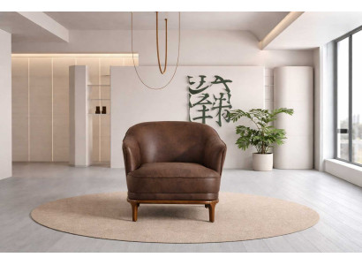 Hochwertiger Ledersessel Brauner Wohnzimmer Einsitzer Luxus Möbel