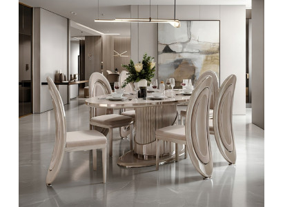 Essgruppe Tisch sechs Stühle Hochwertiges Esszimmer Möbel