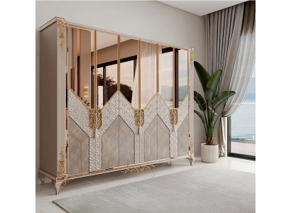 Kleiderschrank mit Spiegel und goldenen Details für Ihr Schlafzimmer