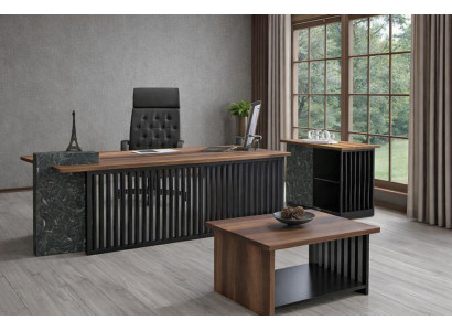 Elegantes Arbeitszimmer-Set Farbe: Braun Schwarz Modernes Design-3TLG