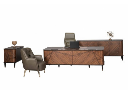 Luxuriöses Büro-Set Exklusiver Schreibtisch Edler Sessel Beistelltisch