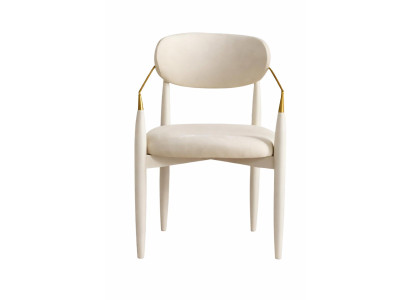 Eleganter Polsterstuhl in Creme mit goldenen Armlehnenakzenten