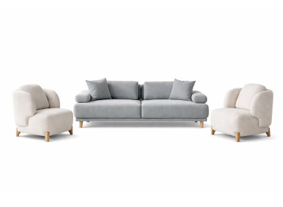 Wohnzimmer-Set 3-Sitzer-Sofa Sessel Moderner Stil Verstellbar Armlehne
