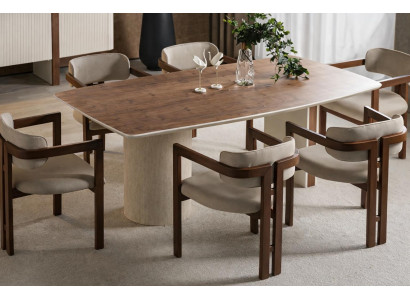 Eleganter Esstisch mit 6 stilvollen MDF-Stühlen für moderne Räume