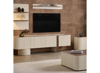 Eleganter Wohnzimmerset aus TV-Lowboard Regalmodul und Couchtisch