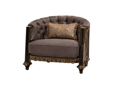 Eleganter Sessel mit weichem Sitz und stilvollem Holzgestell