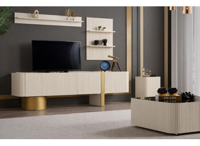 Elegantes Möbelset: TV-Lowboard, Regal, Couchtisch und Beistelltisch