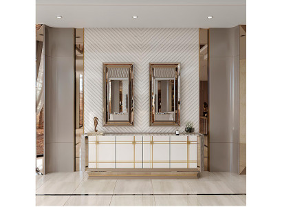 Konsole mit Spiegel in Weiß und Gold für luxuriöses Zuhause