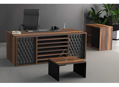 Klassisches Arbeitszimmer-Set Braun, Schwarz Modernes Design - 3TLG