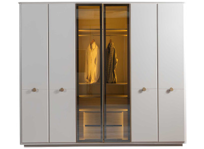 Kleiderschrank Modern Weiß Designer Goldeinsätze Hintergrundbeleuchtung