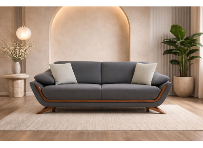 Elegantes Sofa mit Holzrahmen und modernen Akzenten für Ihr Wohnzimmer