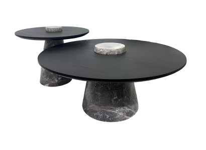 Exklusiver Schwarzer Tisch-Set Exklusive Sofatische Edler Couchtisch