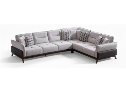 Ecksofa Weiß Farbe Moderner Stil Holzbeine Weiche Armlehnen Holzrahmen