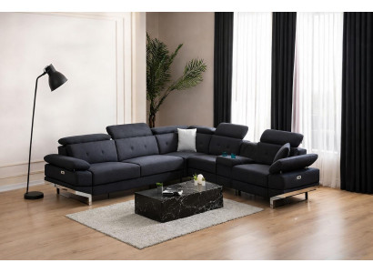 L-förmiges Sofa mit verstellbaren Kopfstützen in modernem Design