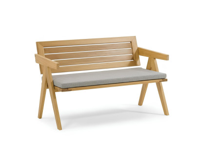 Gartenbank Moderner Stil Beigefarben Holzrahmen Weich Terrasse