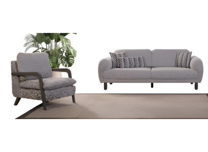 Minimalistisches Sofa-Set Holzrahmen Graue Hochwertige Materialien