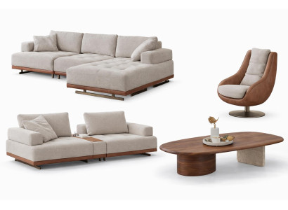 Wohnzimmerset Sofa Sessel und Tisch stilvoll gemütlich und modern
