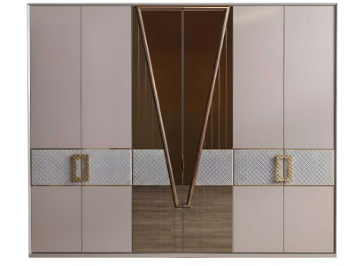 Kleiderschrank Modern Beige Designer-Kleiderschrank Goldeinsätze