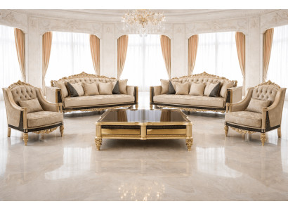 Elegantes Set mit 3+3+1+1-Sitzern und klassischem Couchtisch.