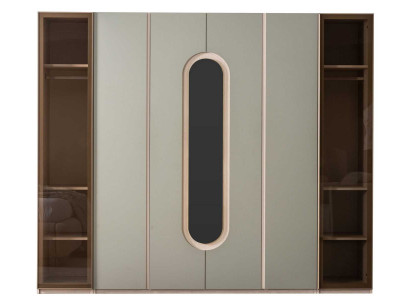 Kleiderschrank Stil modern Farbe grau neu Schlafzimmer Holz Beleuchtung