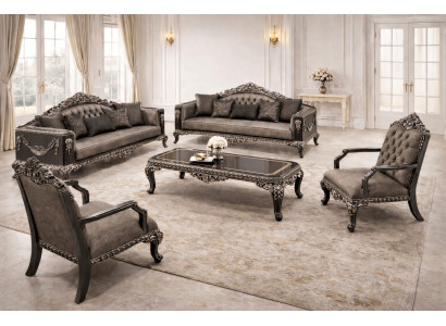 Klassisches Wohnzimmer Set mit 3+3+1+1-Sitzern und passendem Couchtisch