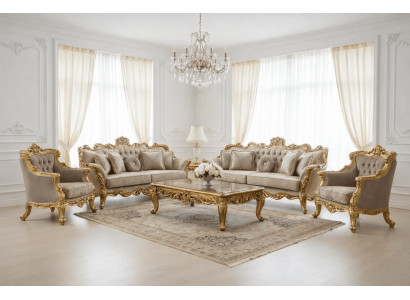 Elegantes Wohnzimmer Set mit 3+3+1+1-Sitzern und passendem Couchtisch