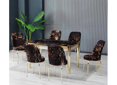 Esszimmer Essgruppen Esstisch Stühle Mehrfarbig Gold Modern Rechteckig