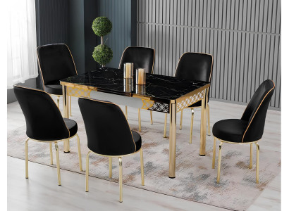Esszimmer Essgruppen Esstisch Stühle Schwarz Komfort Mramor Modern