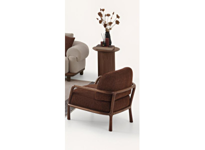 Design Sessel & Beistelltisch Japandi Stil Holz Braun Modern Edel