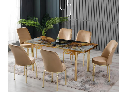Essgruppen Esstisch Stühle Rechteckig Beige Mehrfarbig Modern Neu