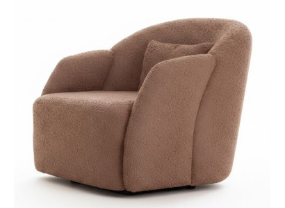 Luxus Sessel Modern Design Bouclé Braun Beige Armchair Polstersessel