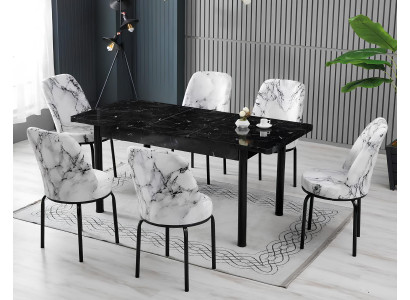 Esszimmer Essgruppen Esstisch Stühle Schwarz Weiß Rechteckig Modern