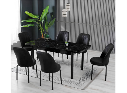 Esszimmer Essgruppen Esstisch Stühle Rechteckig Tisch Modern Schwarz