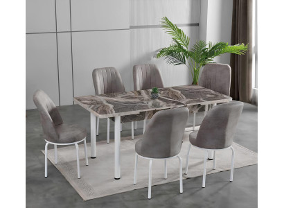Esszimmer Essgruppen Esstisch Stühle Rechteckig Grau Modern Luxus