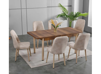 Esszimmer Essgruppen Esstisch Stühle Braun Beige Rechteckig Modern