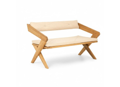 Gartenbank Moderner Stil Weiß Holzrahmen Bequem Langlebig Terrasse