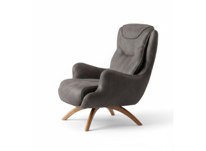 Grauer Wohnzimmer Polstersessel Designer Loungesessel Textilsessel