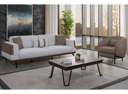 Luxuriöses Sofa-Set 3+1 Minimalistischer Stil Holzrahmen Hohe Beine