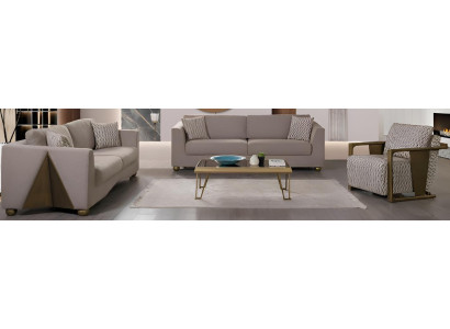 Minimalistisches Sofa-Set 3+3+1 Modernes Interieur Hellbraune Farbe