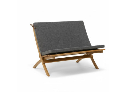 Garten-Zweisitzer-Sofa Moderner Stil Graue Farbe Holzrahmen Bequem