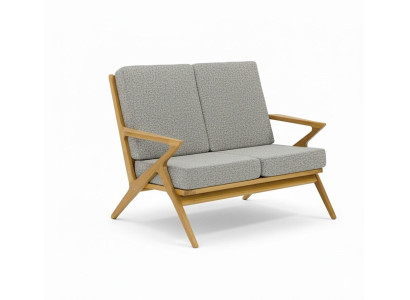 Garten-Zweisitzer-Stoffsofa Moderner Stil Grau Holzrahmen Weich