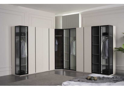 Kleiderschrank Stil modern Farbe weiß schwarz neu Glas geräumig groß