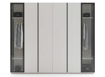 Kleiderschrank Stil modern Farbe beige schwarz geräumig Glas Schlafzimmer