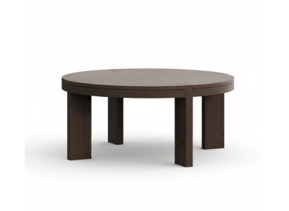 Design Couchtisch Rund Massivholz – Dunkelbraun Modern Japandi Stil.