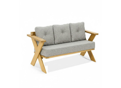 Garten-Dreisitzer-Sofa Moderner Stil Grau Holzrahmen Entspannend