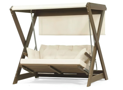 Gartenschaukel-Sofa Moderner Stil Weiß Holzrahmen Bequem Entspannend